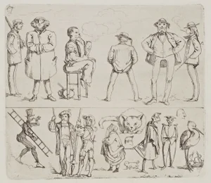 A. Hendschel, Artist Caricatures, 1851, Etching