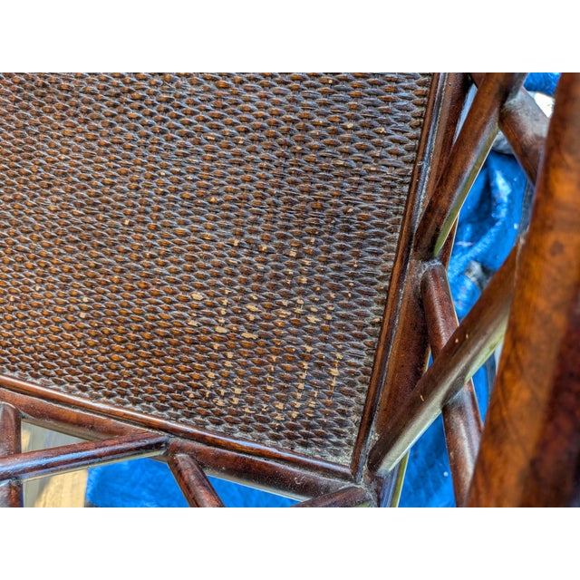Vintage Butler Tray Serving Table Featuring a Dark Stained Finish and Distinctive Woven Rattan Panels. For Sale - Image 13 of 14