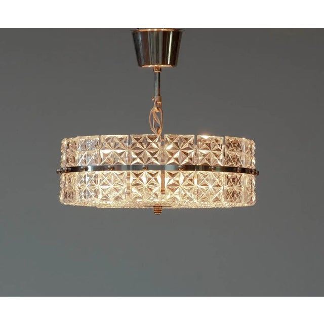 Kinkeldey Nickel and Clear Faceted Crystal Pendant by Kinkeldey, 1950s For Sale - Image 4 of 8