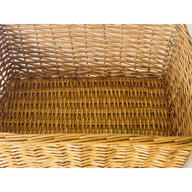 French Country Antique French Country Large Wicker Basket For Sale - Image 3 of 4