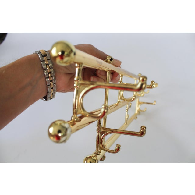 1980s Vintage Brass Plated Coat and Hat Rack Wall Mounted For Sale - Image 5 of 6
