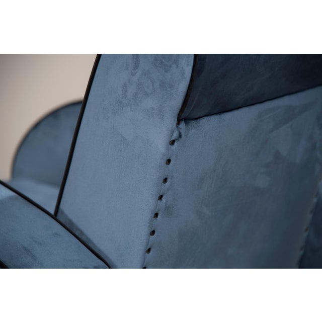 Set of Art Deco Blue Velvet Armchairs, 1940s For Sale - Image 13 of 18