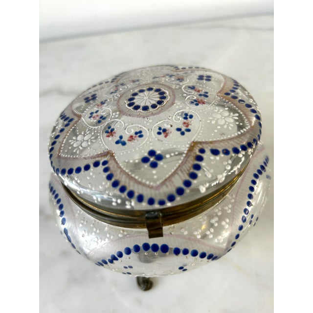 Late 19th Century 19th Century Moser Enameled Glass Footed Dresser Box For Sale - Image 5 of 8