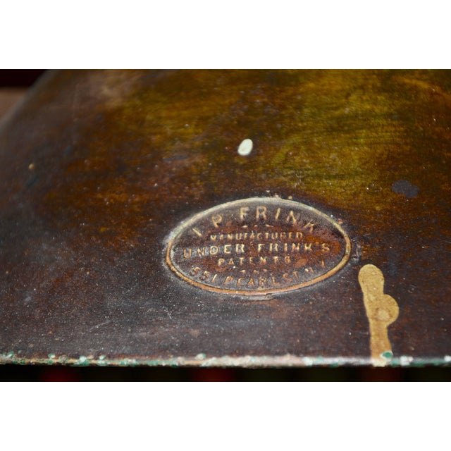 Metal I. P. Frink Stained Glass Hanging Light Fixtures For Sale - Image 7 of 13