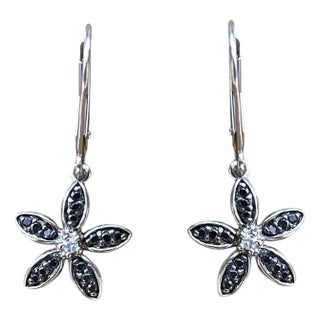 Black Diamond Flower Earrings - 2 Pieces For Sale