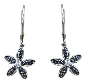 Black Diamond Flower Earrings - 2 Pieces