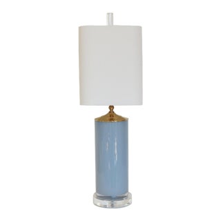 Slate Blue Custom Glass Cylinder Lamp For Sale