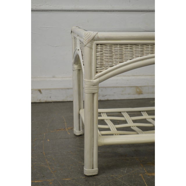 Traditional Link Taylor White Painted Glass Top Side Tables - a Pair For Sale - Image 3 of 13