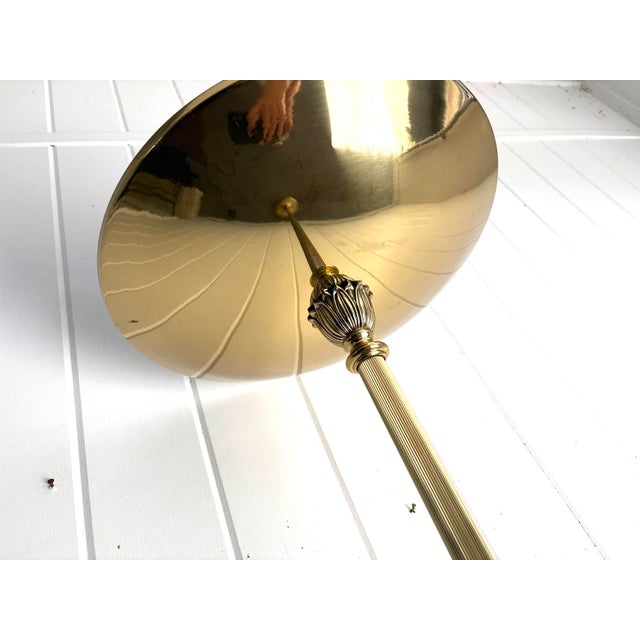1970s-80s Hollywood Regency Brass Flying Saucer Floor Lamp For Sale - Image 4 of 6