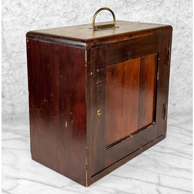 Farmhouse Antique Traditional Pine Square Machinist Chest Tool Box For Sale - Image 3 of 12