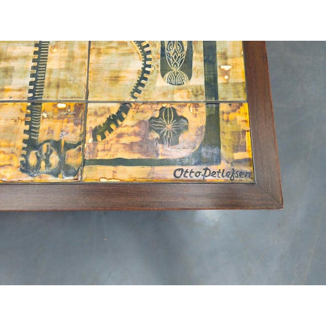 Wood and Tile Coffee Table attributed to Otto Detlefsen for Haslev, 1960s For Sale - Image 6 of 17