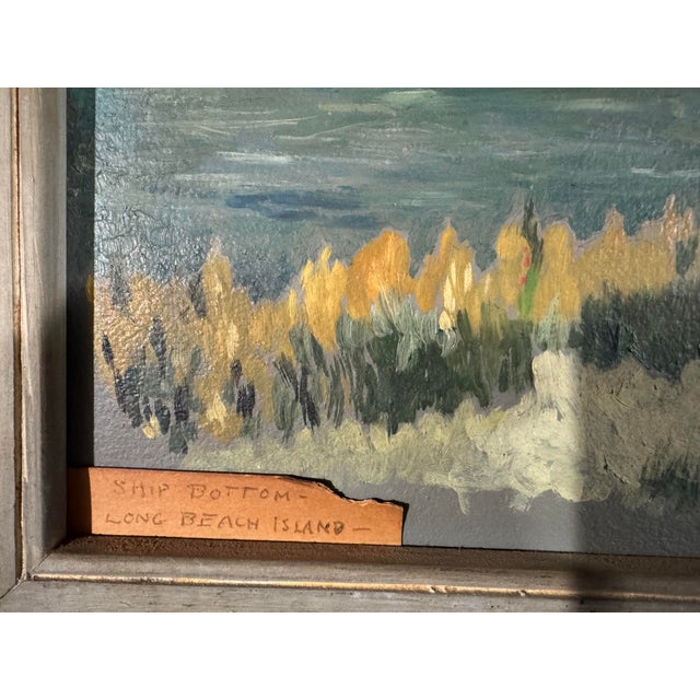 Vintage Country Seaside Landscape Oil Painting on Board Long Beach Island Nj For Sale - Image 4 of 12