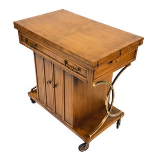 Mastercraft Vintage Burlwood and Brass Bar Cart For Sale