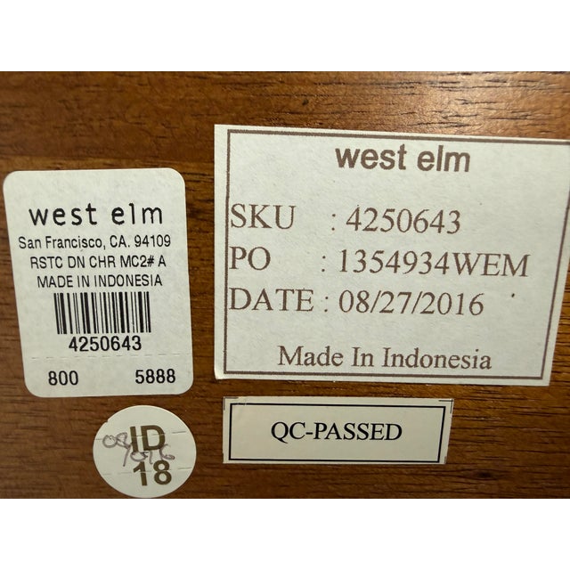 Rustic West Elm Rustic Side Dining Chairs, Set of Six For Sale - Image 3 of 12