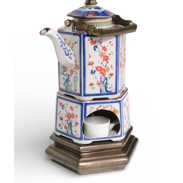 Japanese Porcelain Teapot and Warmer From the Toscany Collection Mounted as a Lamp For Sale - Image 12 of 17