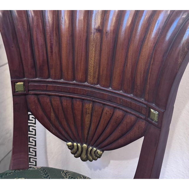 Maitland - Smith Late 20th Century Attributed Maitland Smith Mahogany Fan Back Dining Chairs - A Pair For Sale - Image 4 of 17