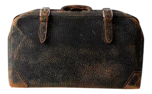 Vintage Black Leather Suitcase