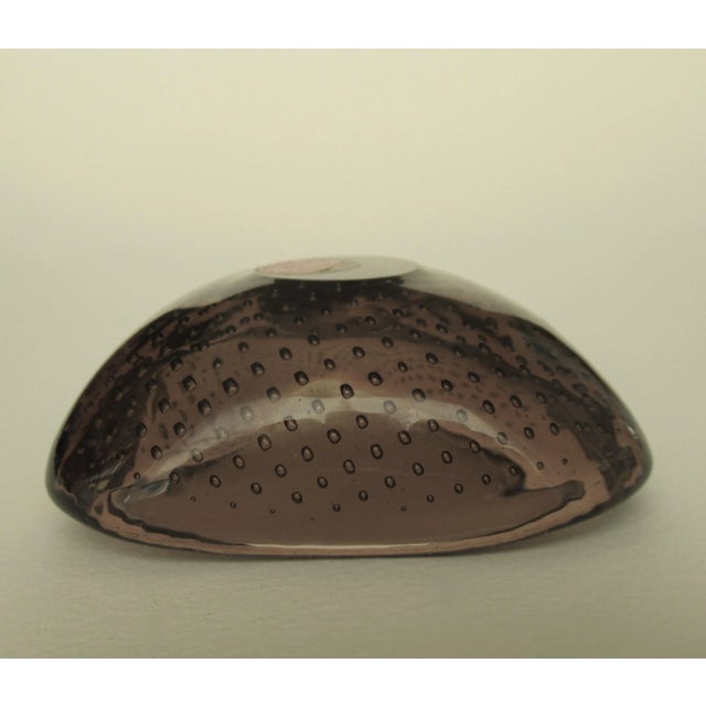 Glass C1950's Italian Hand-Blown Flavio Poli Murano Smoke Coffee Ring, orJewelry Bowl With Bullicante Bubbles For Sale - Image 7 of 13