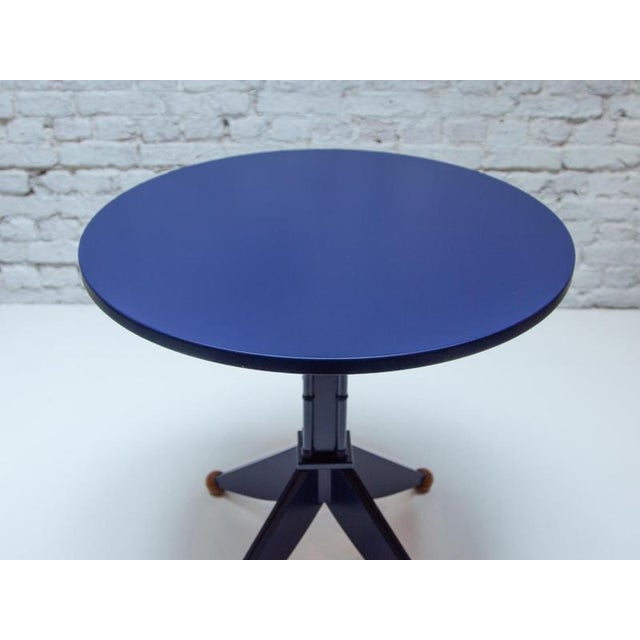 Postmodern Navy Blue Lacquered Wood Pedestal Side Table, 1980s For Sale - Image 6 of 14