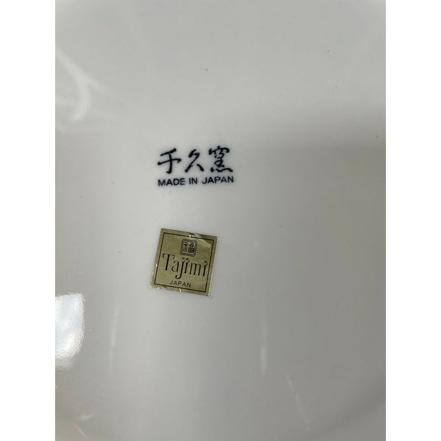 Yellow Vintage Japanese Ceramic Imari Style Blue & Yellow Round Charger Plate / Serving Platter For Sale - Image 8 of 8