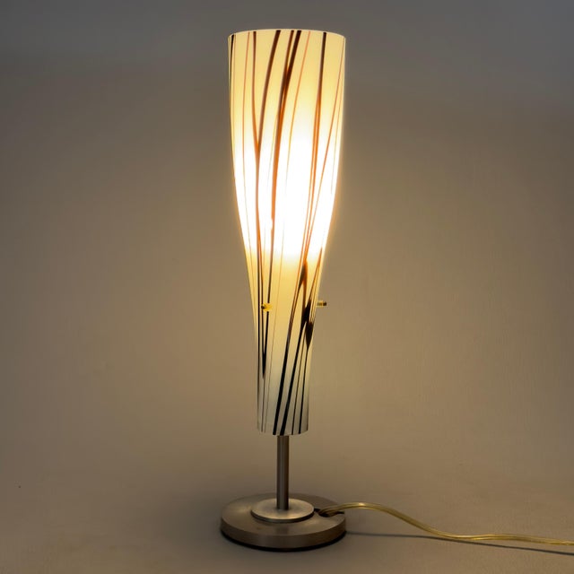 Brown Modernist Zebra Glass and Metal Cone Table Lamp from Giorgione, 1980s For Sale - Image 8 of 12