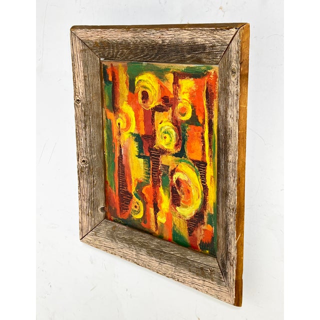 C.1960s Modernist Autumnal Abstract Oil Painting by Lawrence Easton For Sale - Image 4 of 6