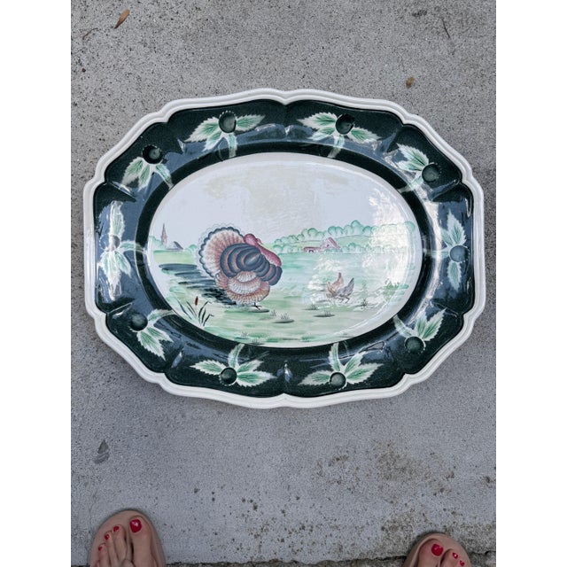 Mid 20th Century French Longchamps Turkey Platter For Sale - Image 5 of 5