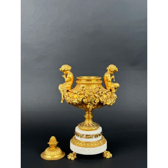 Pair of White Marble Ormolu Mounted Urns, France, Circa 19th C For Sale In Los Angeles - Image 6 of 10