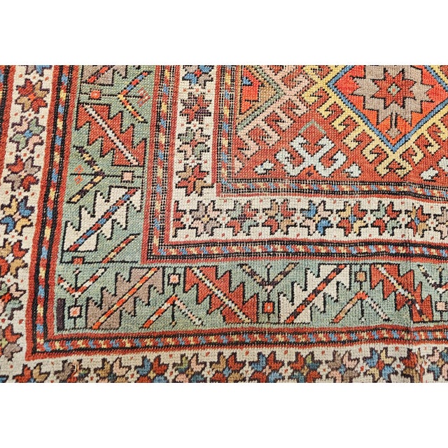 Shabby Chic Antique Caucasian Kazak Area Rug, Handwoven Allover Design, Red & Green, 5' x 8' For Sale - Image 3 of 18