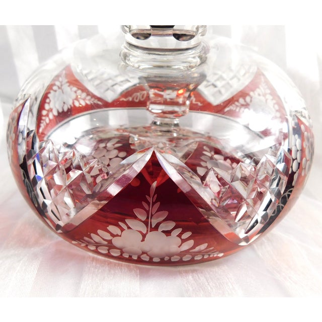 1950s Red Footed Covered Cut to Clear Dish For Sale In San Francisco - Image 6 of 6