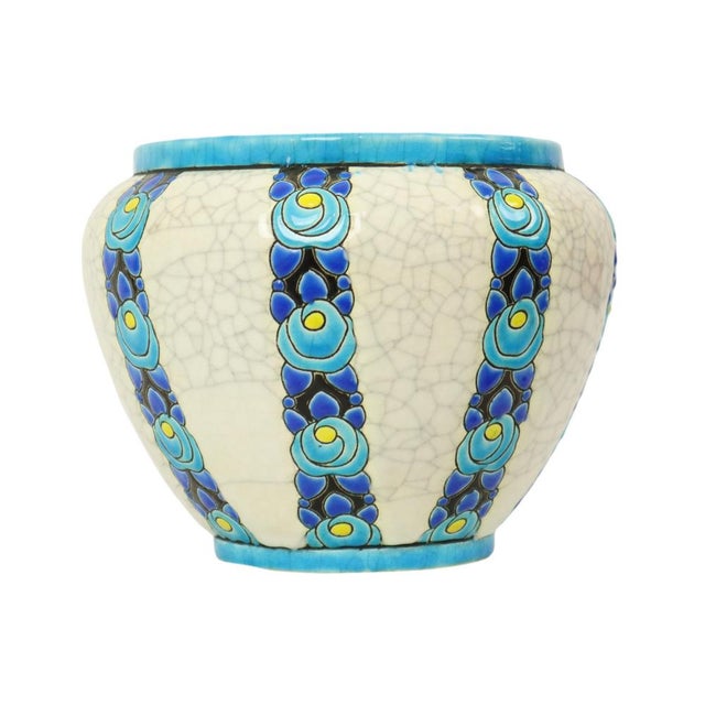 Art Deco Polychrome Flowerpot Vase by Charles Catteau for Boch Frères, 1922 For Sale - Image 3 of 17