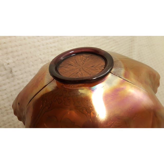 Fenton Art Glass Company Fenton Amethyst Dragon and Lotus Carnival Glass Bowl For Sale - Image 4 of 6