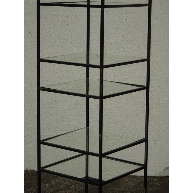 Black Black Etagere W Eight Mirrored Metal Shelves ~ Narrow Book Shelf Book Case #2 For Sale - Image 8 of 15