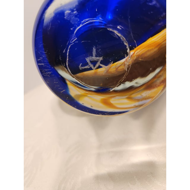 Bronze Large Signed Juston Daniels Studio Art Glass Cased "Zanfirico & Opaline" Vessel For Sale - Image 8 of 9