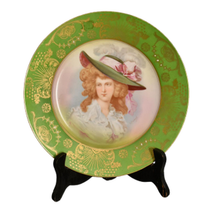 Antique German Victorian Style Porcelain Portrait Plate