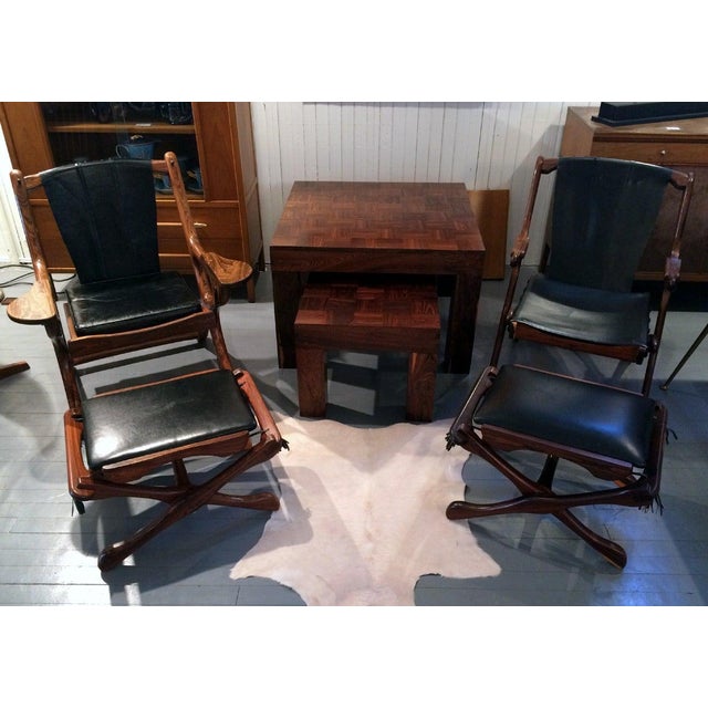 Brown Mid 20th Century Two Rosewood Nesting Tables, Don Shoemaker For Sale - Image 8 of 11