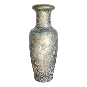 Postmodern Hand Painted and Carved Large Floor Vase