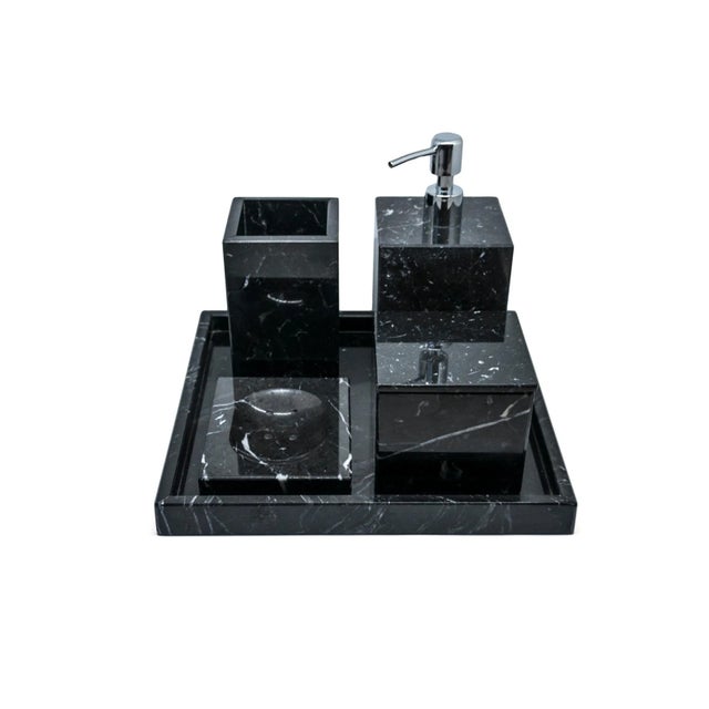 Squared Black Marquina Marble Tray For Sale - Image 4 of 8