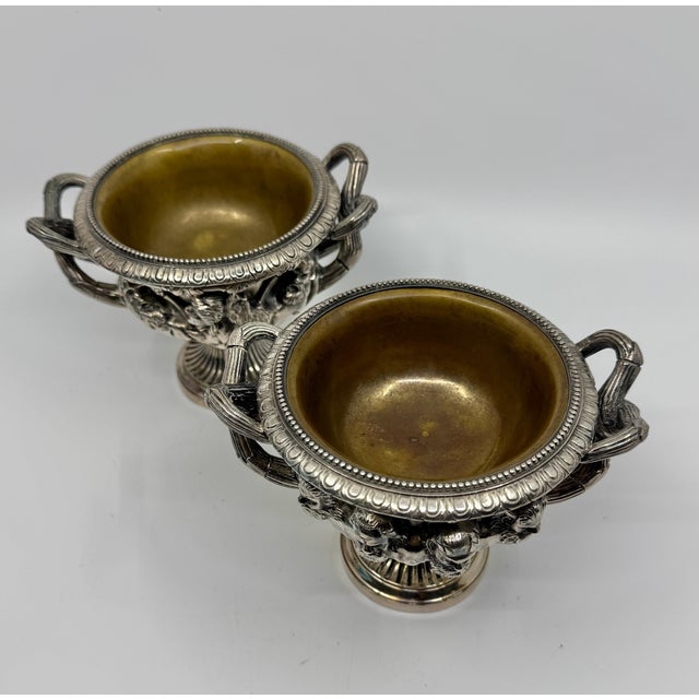 Pair 19th Century Grand Tour Neo Classical Silver Plated Warwick & Albani Urns For Sale - Image 10 of 18