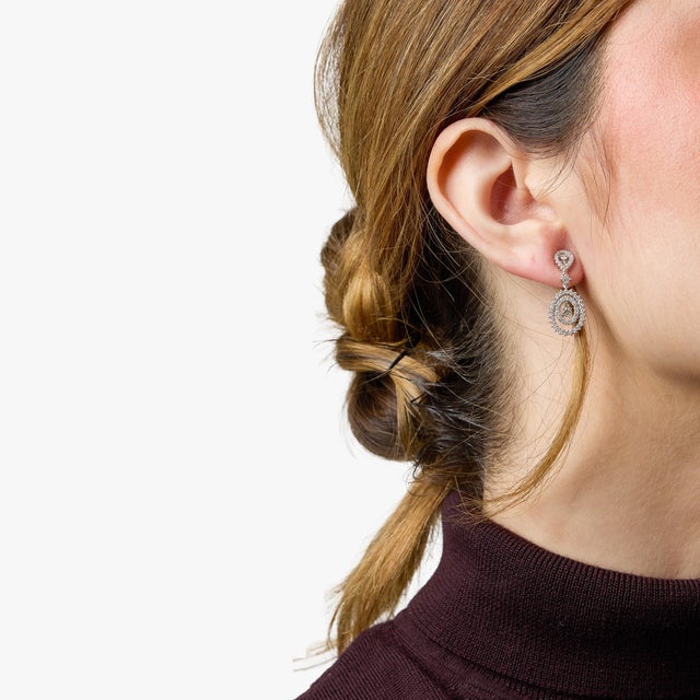 Mid 20th Century Vintage Diamond 18k White Gold Dangle Earrings, A Pair For Sale - Image 5 of 7