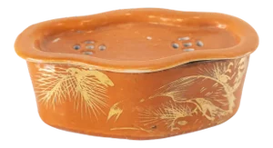 Chinese Orange Glazed Porcelain Cricket Cage Box