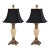 Late 20th Century Cream Neoclassical Urn Table Lamps With Black Square Bell Shades - Pair For Sale