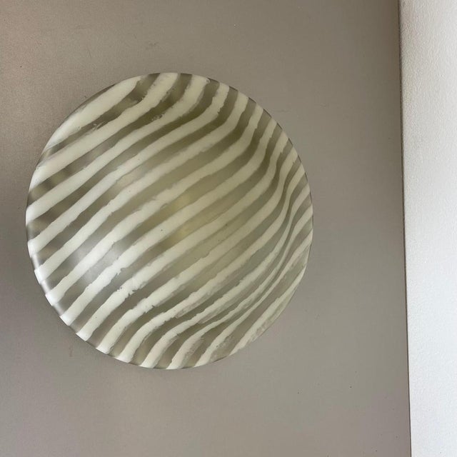 Zebra Glass Flushmount Wall Light attributed to Peill & Putzler, Germany, 1980s For Sale - Image 16 of 18