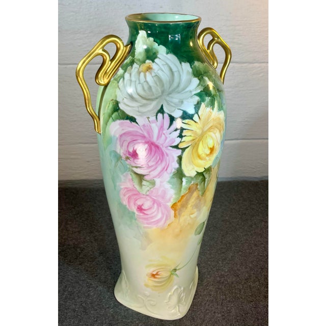 Antique Limoges 17” Handled Porcelain Vase For Sale In Orlando - Image 6 of 11