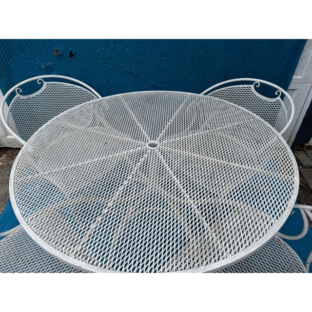 1960s Mid Century Scroll Leg Wrought Iron Patio Set of 5 For Sale - Image 5 of 12
