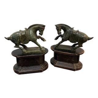 Pair of Chinese Export Hardstone Horses and Stands For Sale