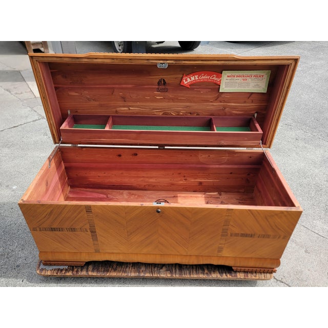 Lane Furniture Art Deco Style Cedar Blanket Chest Trunk For Sale - Image 12 of 17