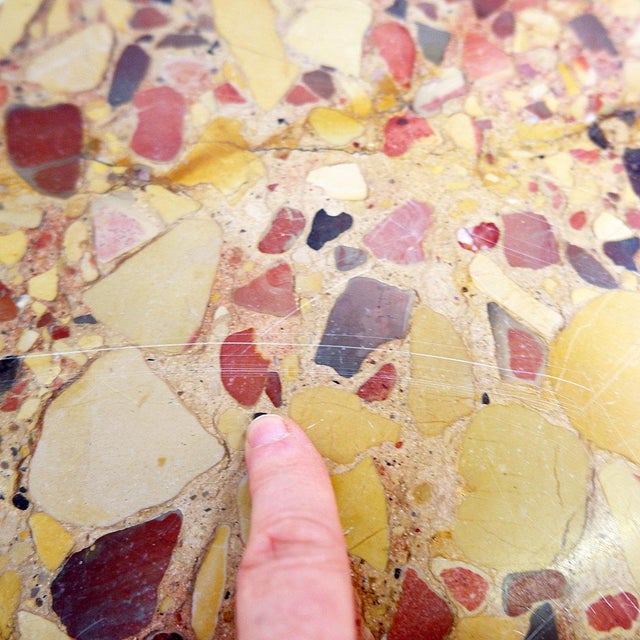 Round Wooden Coffee Table with Marble Top For Sale - Image 5 of 14