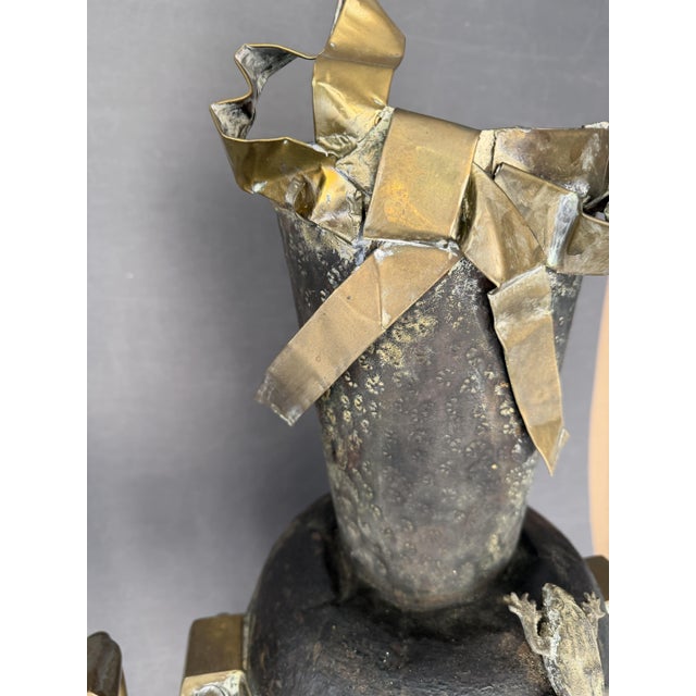 Italian Liberty Metal Vases with Reptiles, 1915-1935, Set of 2 For Sale - Image 6 of 12