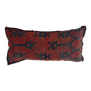 Pillow W/Antique Rug Fragment, 9" X 1'5" For Sale